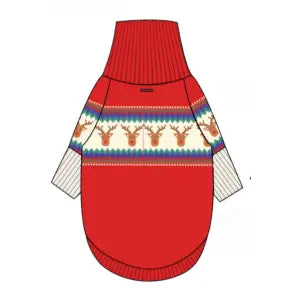 The Foggy Dog Reindeer Fair Isle Bobble Dog Sweater